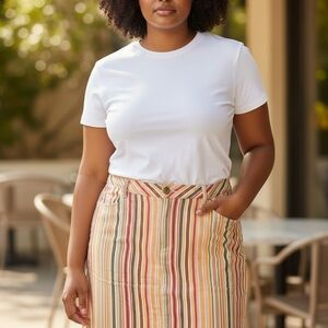 CJ Banks Multicolor Striped Skort